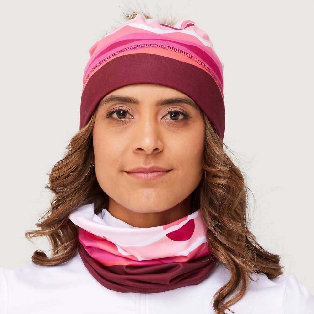 NEW KRIMSON KLOVER illustrated beanie in mountain sunrise pink